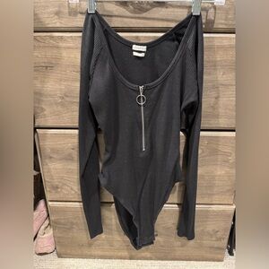 Urban Outfitters Black Zipper Bodysuit